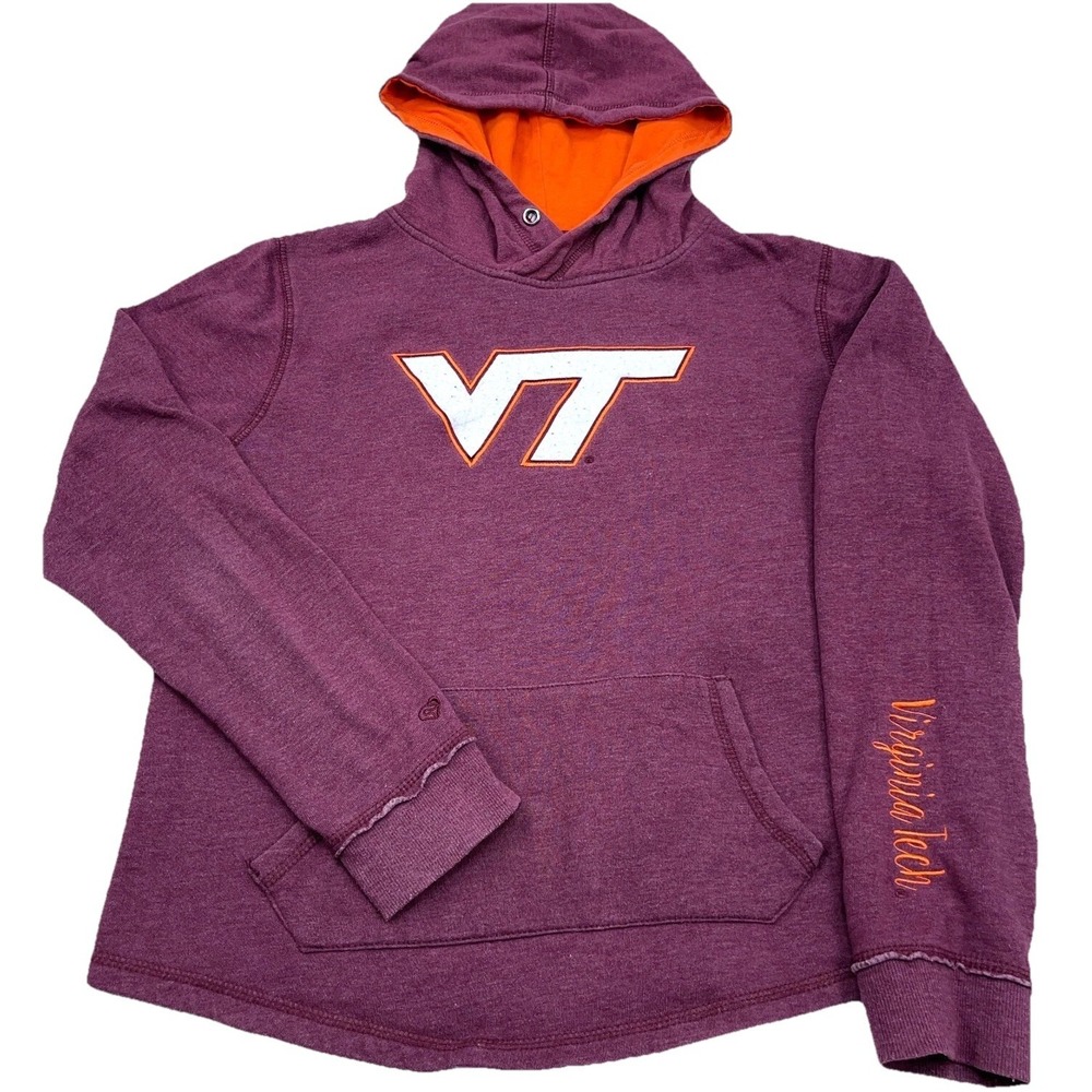 Virginia Tech Hokies Hoodie Women Large Maroon Sweatshirt Sweater Ladies VPI